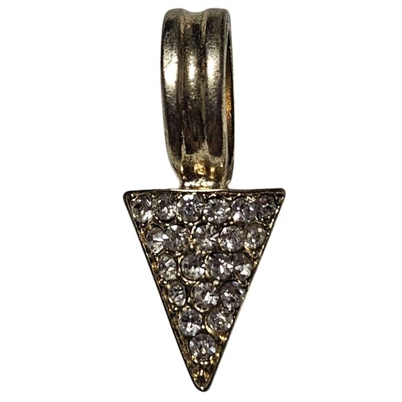 Elegant Rhinestone Gold Tone Triangle Pendant Charm Classic Fashion Jewelry - Picture 1 of 5